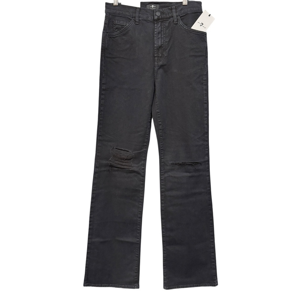 7 For All Mankind Tall Boot Black Distressed Jeans Size 27